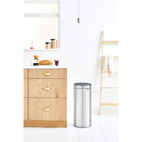 Кош за боклук Brabantia Touch Bin New 650011, 30 л, Безшумно и плавно затваряне, Инокс/мат