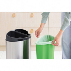 Кош за боклук Brabantia Touch Bin New Recycle 650527, 23+10 л, Безшумно и плавно затваряне, Плосък гръб, Устойчив на пръстови отпечатъци, Инокс/Мат