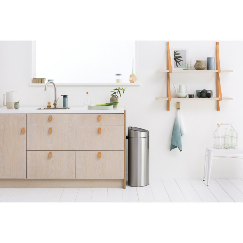 Кош за боклук Brabantia Touch Bin New Recycle 650527, 23+10 л, Безшумно и плавно затваряне, Плосък гръб, Устойчив на пръстови отпечатъци, Инокс/Мат