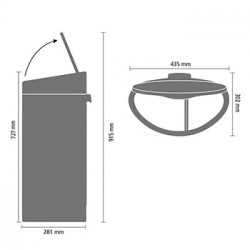 Кош за боклук Brabantia Touch Bin New Recycle 650527, 23+10 л, Безшумно и плавно затваряне, Плосък гръб, Устойчив на пръстови отпечатъци, Инокс/Мат