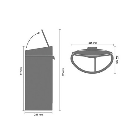 Кош за боклук Brabantia Touch Bin New Recycle 650527, 23+10 л, Безшумно и плавно затваряне, Плосък гръб, Устойчив на пръстови отпечатъци, Инокс/Мат