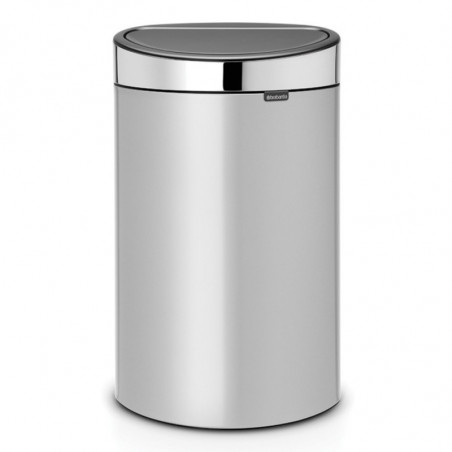 Кош за боклук Brabantia Touch Bin New 650528, 40 л, Безшумно и плавно затваряне, Плосък гръб, Инокс/мат