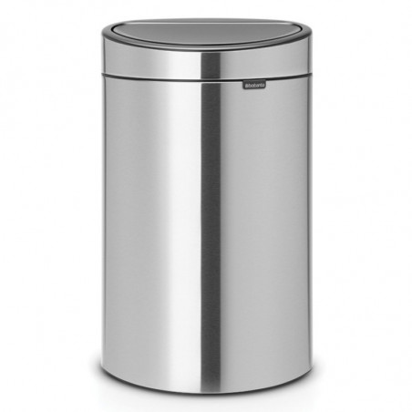 Кош за боклук Brabantia Touch Bin New 650532, 40 л, Безшумно и плавно затваряне, Плосък гръб, Инокс/мат