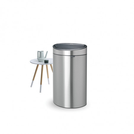 Кош за боклук Brabantia Touch Bin New 650532, 40 л, Безшумно и плавно затваряне, Плосък гръб, Инокс/мат