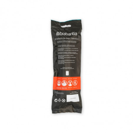 Торбички за кош Brabantia PerfectFit NewIcon 650534, Размер W, 5 л, 20 броя, Бял