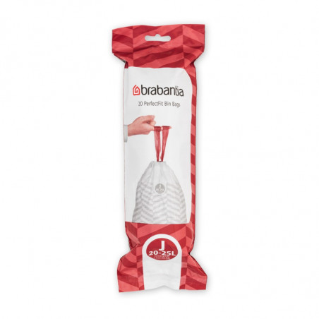Торбички за кош Brabantia PerfectFit NewIcon/Bo 650537, Размер J, 20-25 л, 20 броя, Бял