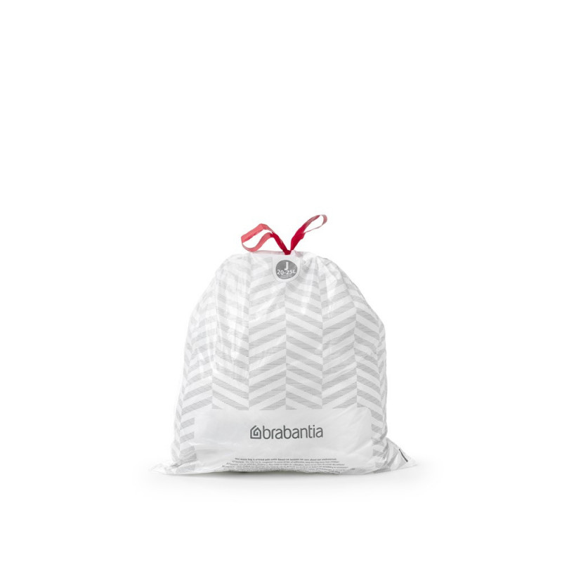 Торбички за кош Brabantia PerfectFit NewIcon/Bo 650537, Размер J, 20-25 л, 20 броя, Бял