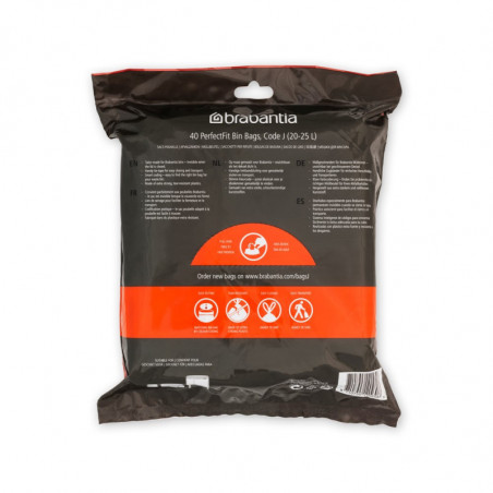 Торбички за кош Brabantia PerfectFit NewIcon/Bo 650543, Размер J, 20-25 л, 40 броя, Бял