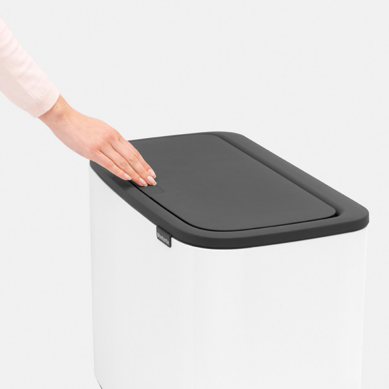 Кош за боклук Brabantia Bo Touch 651110, 11+23 л, Плавно и безшумно отваряне, Голям отвор, Бял