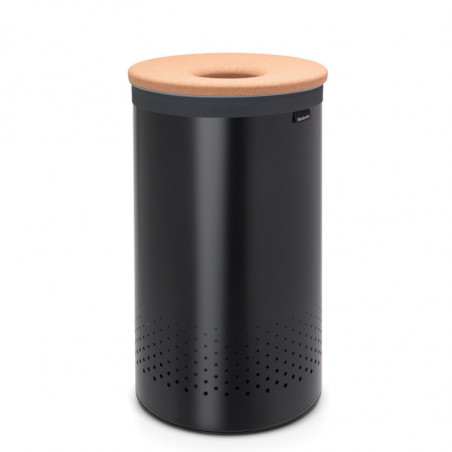 Кош за пране Brabantia 1000826, 60 л, Корков капак, Пълнене без отваряне, Вентилационни отвори, Черен