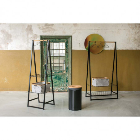 Кош за пране Brabantia 1000826, 60 л, Корков капак, Пълнене без отваряне, Вентилационни отвори, Черен
