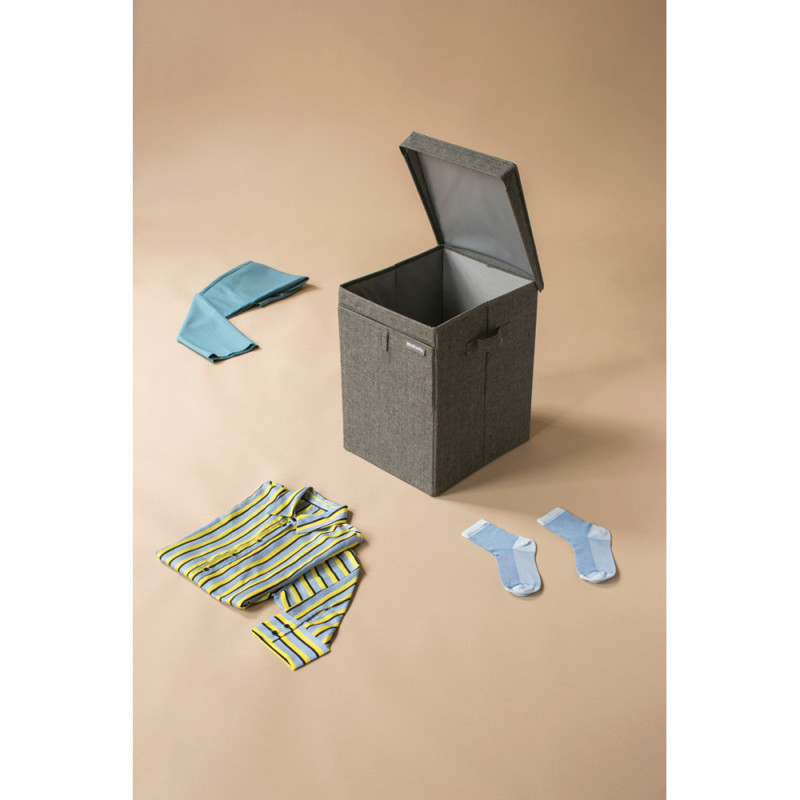 Кутия за пране Brabantia Stackable 1000828, 35 л, Преден отвор, Широк капак, Сгъваема, Черен