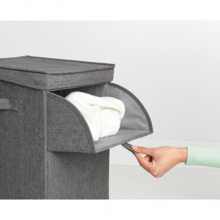 Кутия за пране Brabantia Stackable 1000828, 35 л, Преден отвор, Широк капак, Сгъваема, Черен