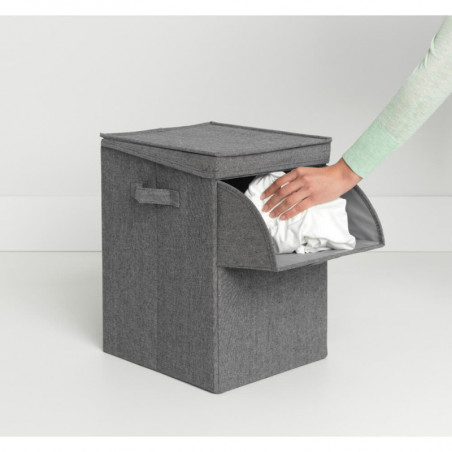 Кутия за пране Brabantia Stackable 1000828, 35 л, Преден отвор, Широк капак, Сгъваема, Черен