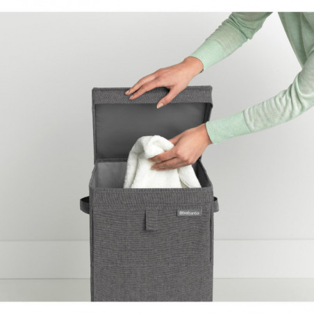 Кутия за пране Brabantia Stackable 1000828, 35 л, Преден отвор, Широк капак, Сгъваема, Черен
