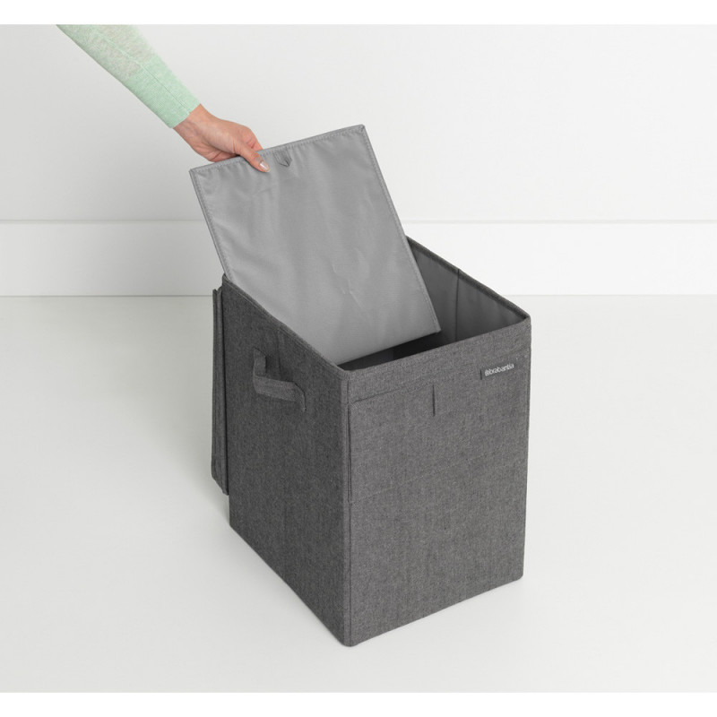 Кутия за пране Brabantia Stackable 1000828, 35 л, Преден отвор, Широк капак, Сгъваема, Черен