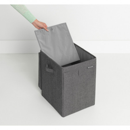 Кутия за пране Brabantia Stackable 1000828, 35 л, Преден отвор, Широк капак, Сгъваема, Черен