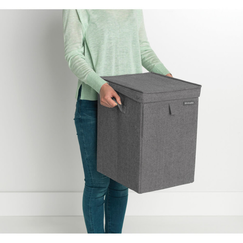 Кутия за пране Brabantia Stackable 1000828, 35 л, Преден отвор, Широк капак, Сгъваема, Черен