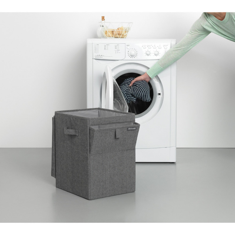 Кутия за пране Brabantia Stackable 1000828, 35 л, Преден отвор, Широк капак, Сгъваема, Черен