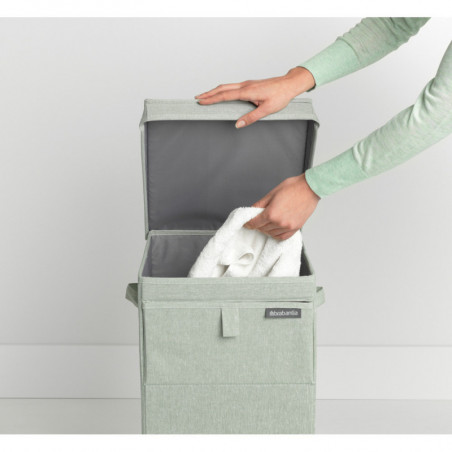 Кутия за пране Brabantia Stackable 1000829, 35 л, Преден отвор, Широк капак, Сгъваема, Зелен