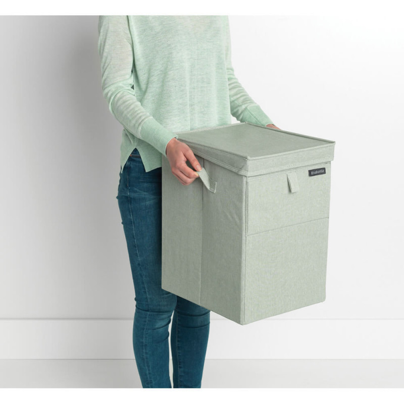 Кутия за пране Brabantia Stackable 1000829, 35 л, Преден отвор, Широк капак, Сгъваема, Зелен