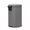 Кош за боклук с педал Brabantia NewIcon 1001091, 20 л, Плавно затваряне, Противоплъзгаща основа, Минерално покритие, Сив
