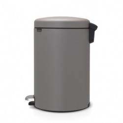 Кош за боклук с педал Brabantia NewIcon 1001091, 20 л, Плавно затваряне, Противоплъзгаща основа, Минерално покритие, Сив