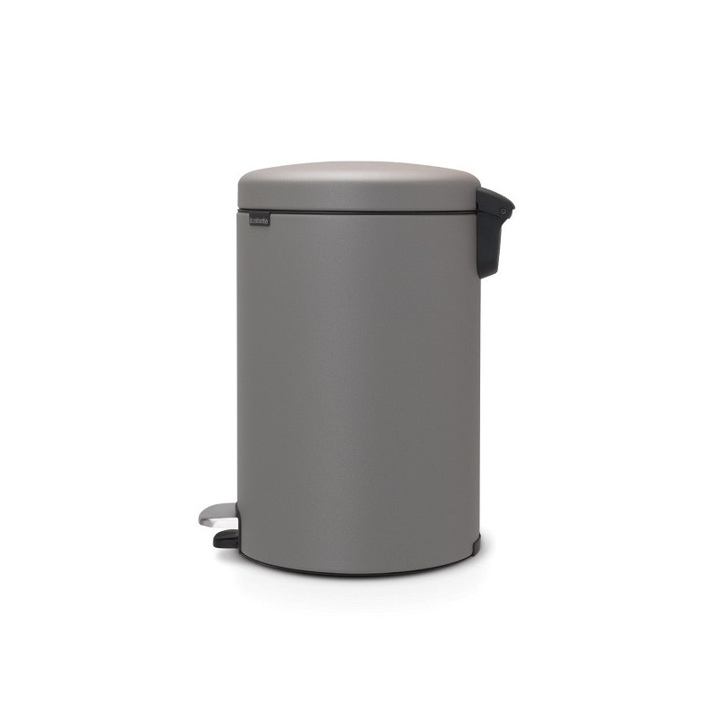 Кош за боклук с педал Brabantia NewIcon 1001091, 20 л, Плавно затваряне, Противоплъзгаща основа, Минерално покритие, Сив