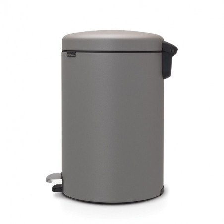 Кош за боклук с педал Brabantia NewIcon 1001091, 20 л, Плавно затваряне, Противоплъзгаща основа, Минерално покритие, Сив