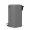 Кош за боклук с педал Brabantia NewIcon 1001091, 20 л, Плавно затваряне, Противоплъзгаща основа, Минерално покритие, Сив