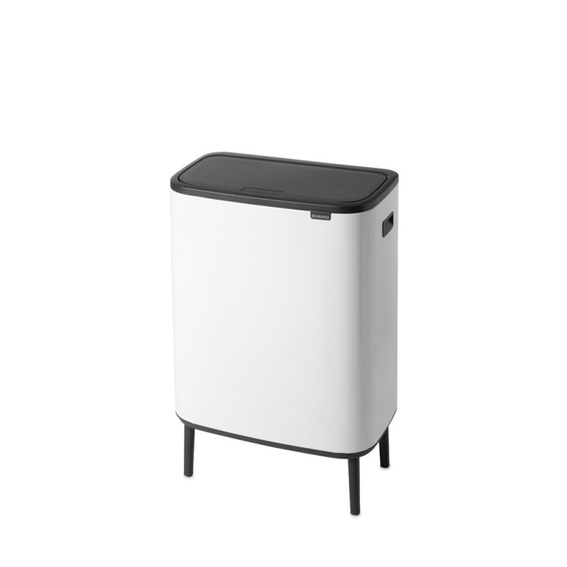 Кош за боклук Brabantia Bo Touch Hi 1001259, 60 л, Странични отвори за пренасяне, Регулируеми крака, Бял