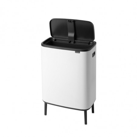 Кош за боклук Brabantia Bo Touch Hi 1001259, 60 л, Странични отвори за пренасяне, Регулируеми крака, Бял