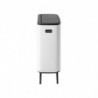 Кош за боклук Brabantia Bo Touch Hi 1001259, 60 л, Странични отвори за пренасяне, Регулируеми крака, Бял
