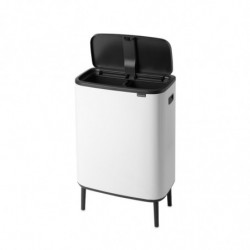 Кош за боклук Brabantia Bo Touch Hi 1001263, 2x30 л, Плътно прилепване към стена, Реглаж на краката, Бял
