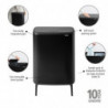 Кош за боклук Brabantia Bo Touch Hi 1001264, 2x30 л, Плътно прилепване към стена, Реглаж на краката, Черен/мат