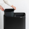 Кош за боклук Brabantia Bo Touch Hi 1001264, 2x30 л, Плътно прилепване към стена, Реглаж на краката, Черен/мат