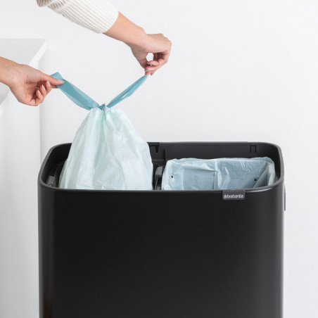 Кош за боклук Brabantia Bo Touch Hi 1001264, 2x30 л, Плътно прилепване към стена, Реглаж на краката, Черен/мат