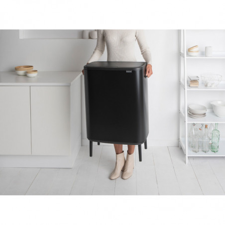 Кош за боклук Brabantia Bo Touch Hi 1001264, 2x30 л, Плътно прилепване към стена, Реглаж на краката, Черен/мат