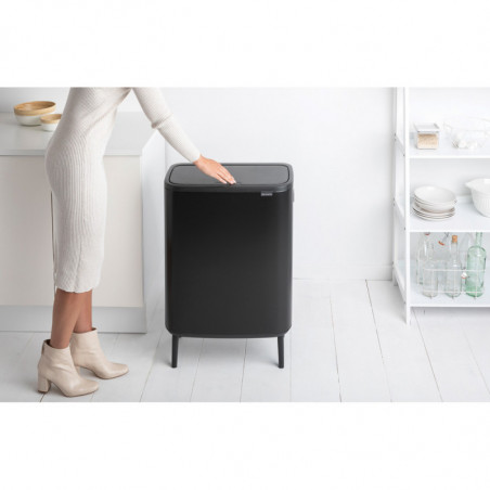Кош за боклук Brabantia Bo Touch Hi 1001264, 2x30 л, Плътно прилепване към стена, Реглаж на краката, Черен/мат