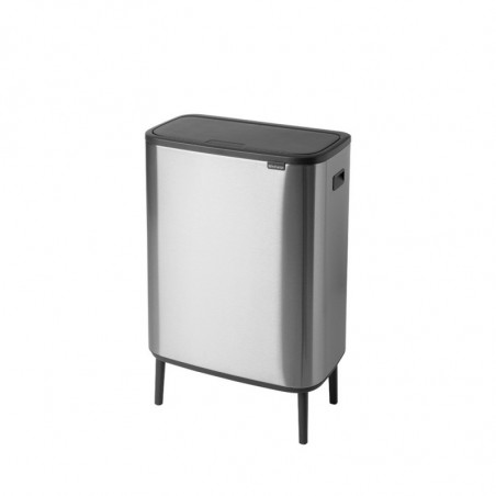 Кош за боклук Brabantia Bo Touch Hi 1001265, 2x30 л, Плътно прилепване към стена, Реглаж на краката, Устойчив на отпечатъци, Инокс/мат