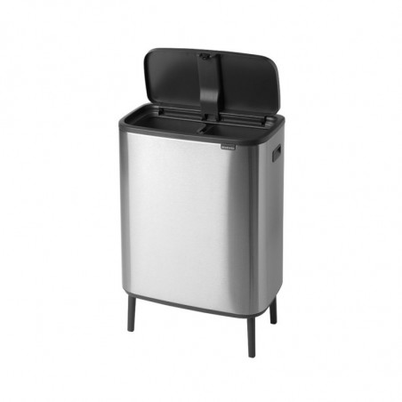 Кош за боклук Brabantia Bo Touch Hi 1001265, 2x30 л, Плътно прилепване към стена, Реглаж на краката, Устойчив на отпечатъци, Инокс/мат
