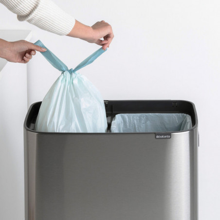 Кош за боклук Brabantia Bo Touch Hi 1001265, 2x30 л, Плътно прилепване към стена, Реглаж на краката, Устойчив на отпечатъци, Инокс/мат
