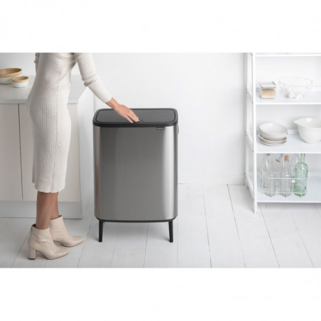 Кош за боклук Brabantia Bo Touch Hi 1001265, 2x30 л, Плътно прилепване към стена, Реглаж на краката, Устойчив на отпечатъци, Инокс/мат