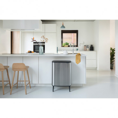 Кош за боклук Brabantia Bo Touch Hi 1001265, 2x30 л, Плътно прилепване към стена, Реглаж на краката, Устойчив на отпечатъци, Инокс/мат