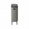 Кош за боклук Brabantia Bo Touch Hi 1001266, 2x30 л, Плътно прилепване към стена, Реглаж на краката, Минерално покритие, Сив