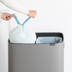 Кош за боклук Brabantia Bo Touch Hi 1001266, 2x30 л, Плътно прилепване към стена, Реглаж на краката, Минерално покритие, Сив