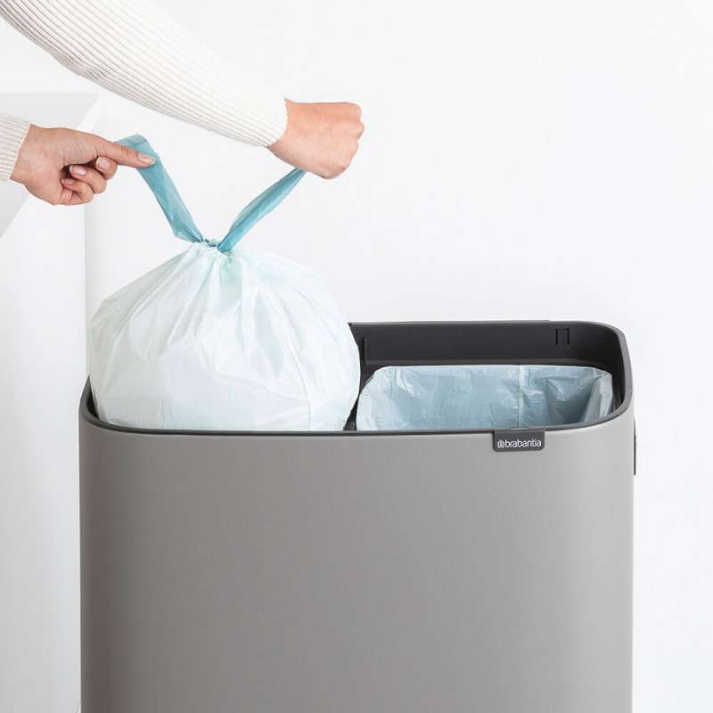 Кош за боклук Brabantia Bo Touch Hi 1001266, 2x30 л, Плътно прилепване към стена, Реглаж на краката, Минерално покритие, Сив