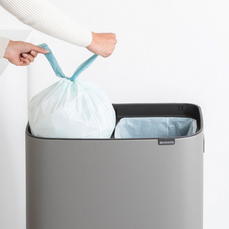 Кош за боклук Brabantia Bo Touch Hi 1001266, 2x30 л, Плътно прилепване към стена, Реглаж на краката, Минерално покритие, Сив