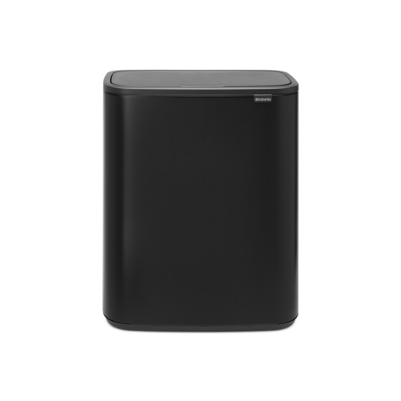 Кош за боклук Brabantia Bo Touch 1001274, 60 л, Плавно и безшумно отваряне, Голям отвор, Устойчив на отпечатъци, Черен/мат