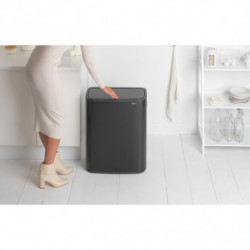 Кош за боклук Brabantia Bo Touch 1001274, 60 л, Плавно и безшумно отваряне, Голям отвор, Устойчив на отпечатъци, Черен/мат